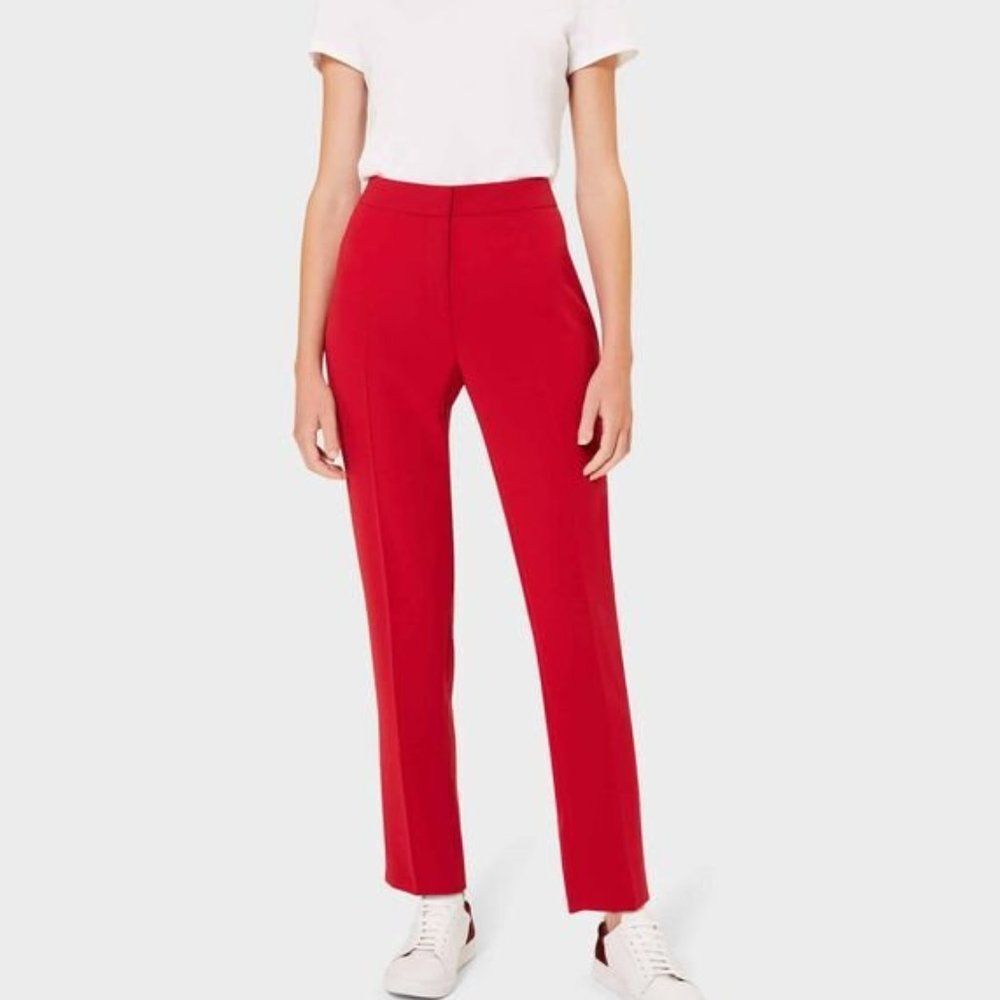 LAURA Red Modern Fit Straight Leg Pants